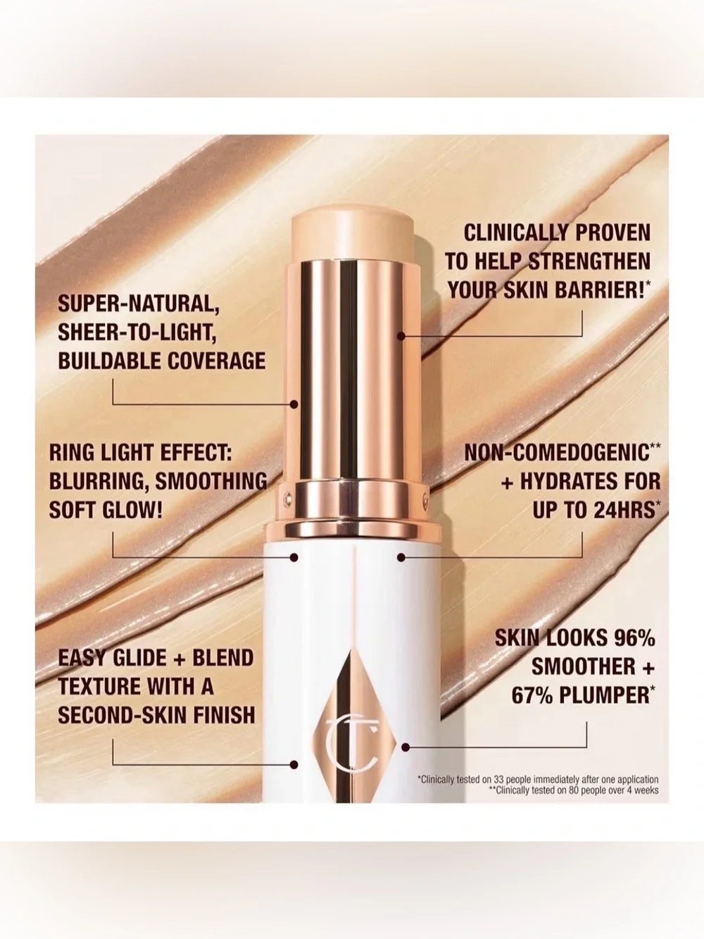 Charlotte Tilbury Unreal Skin Foundation Stick 11 Tan Medium Glow Tint. NEW NWT